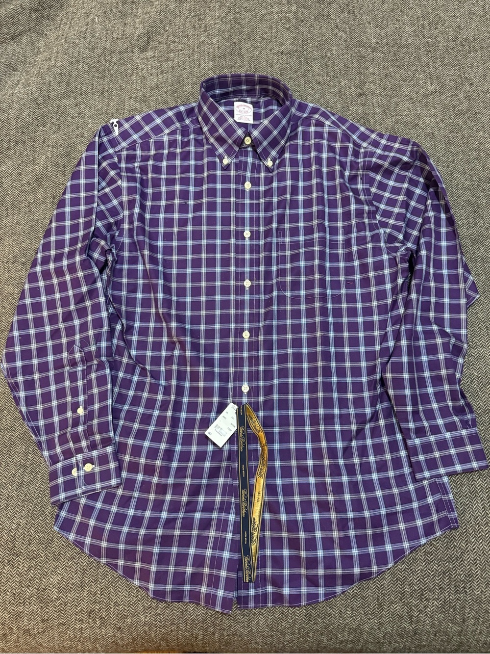 Brooks Brothers Purple Plaid Button-Down Shirt